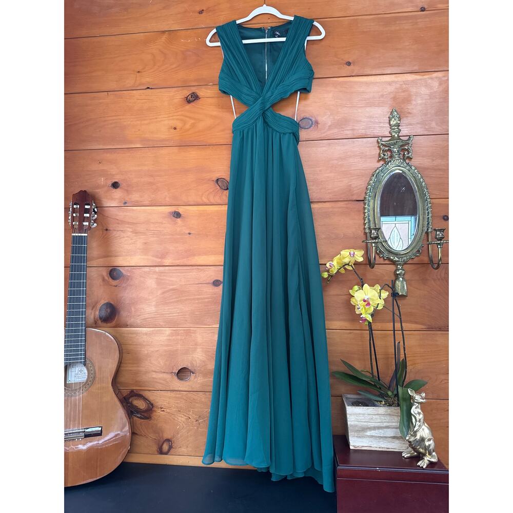 Lulus Vivid Imagination Emerald Green Cutout Maxi Dress Photoshoot Party Small - Picture 2 of 7